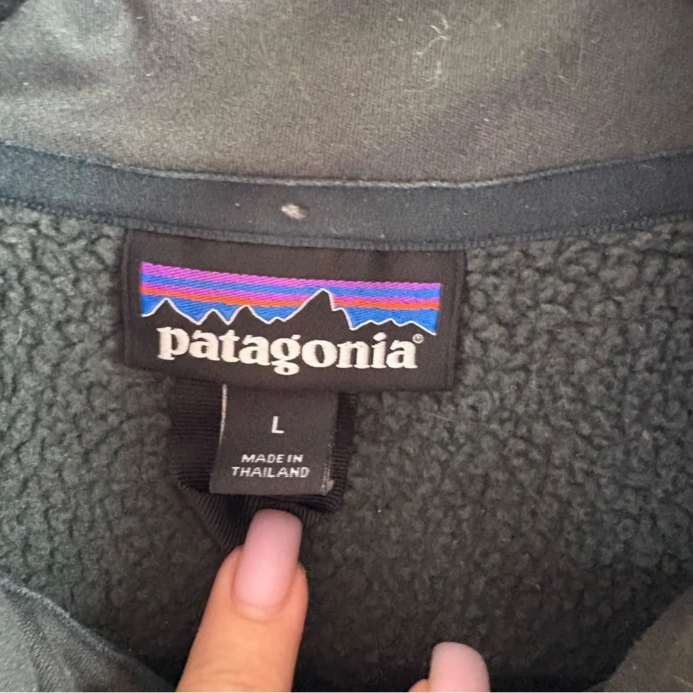 Patagonia Worn Wear Forest Green Half-Zip Fleece Long‎ Sleeve Top L Hiking Camp - Picture 4 of 7